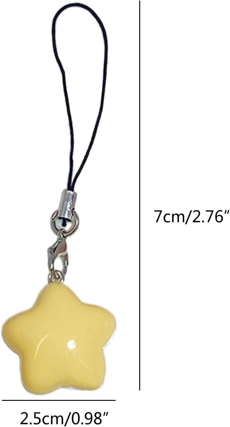 Gllehkt Fat Star Phone Chacin Phone Charm Lanyard Strap Bag Hanging Pendant Decorations Ornament Fashion Jewelry Accessory, 7x2.5cm, Yellow - Image 4
